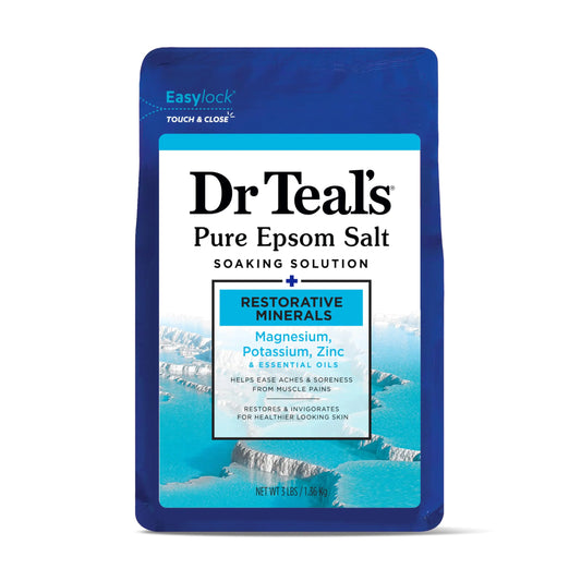 Dr Teal's Epsom Salt Magnesium Soak, Restorative Minerals with Magnesium, Potassium & Zinc, 3 lbs Mint 3 Pound (Pack of 1)